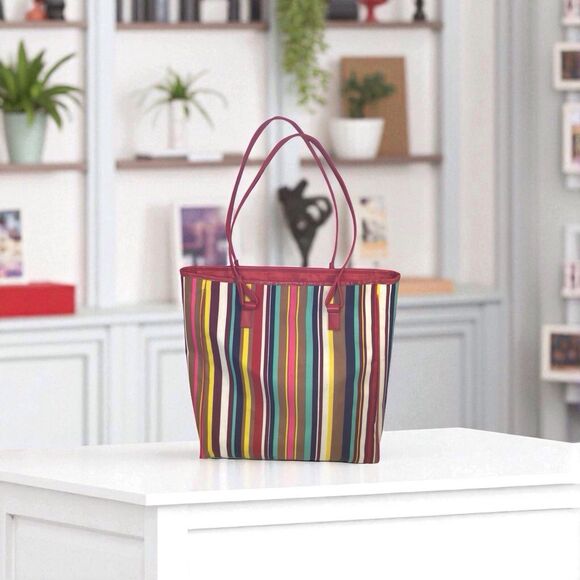 Lancôme Canvas Tote/Travel Bag,Size Large, Striped,14.5” X 13” X 4”, Read - Picture 1 of 8